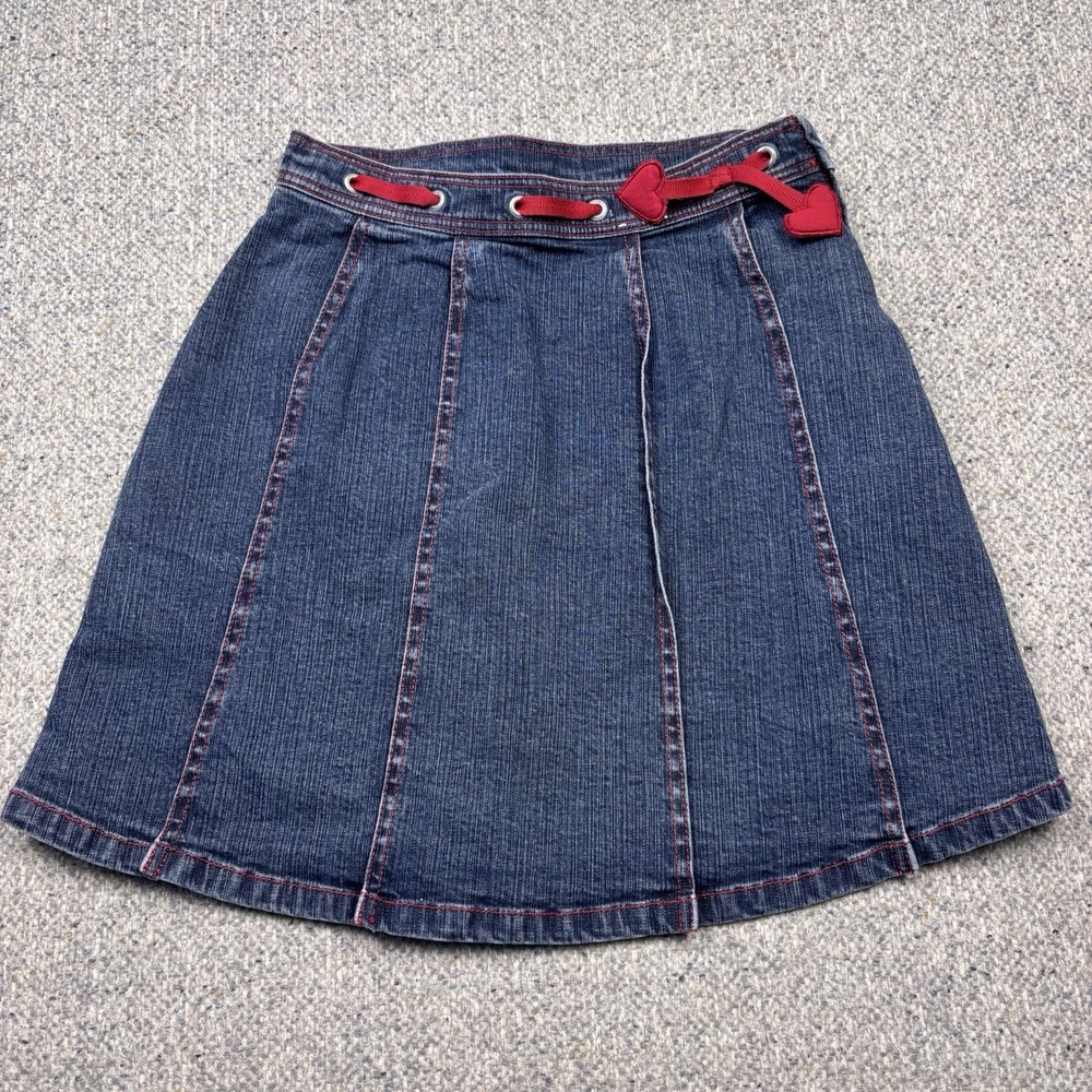 Gymboree Pleated Hearts Girls Sz 9 Jean Denim‎ Skirt